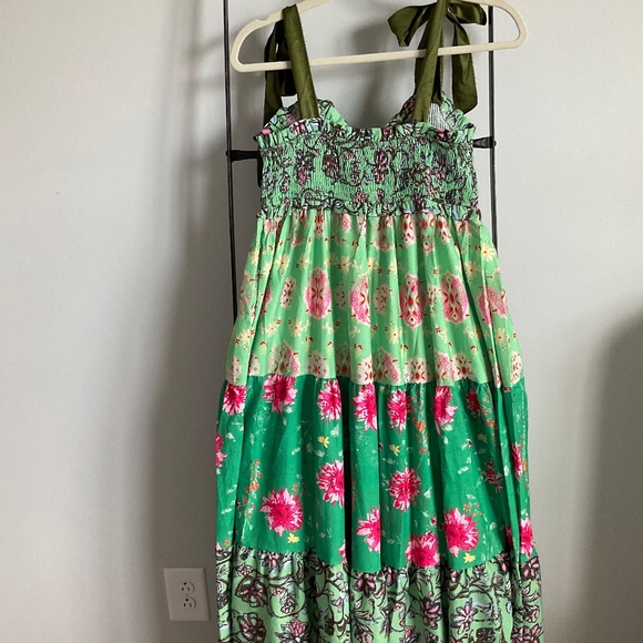 Green and Pink Tiered Maxi Sundress - Picture 2 of 2